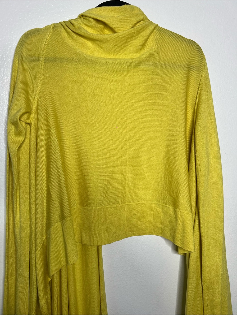 BCBGMAXAZRIA Yellow Silk Wool Draped Knit Sweater, Size M/L - Picture 7 of 8